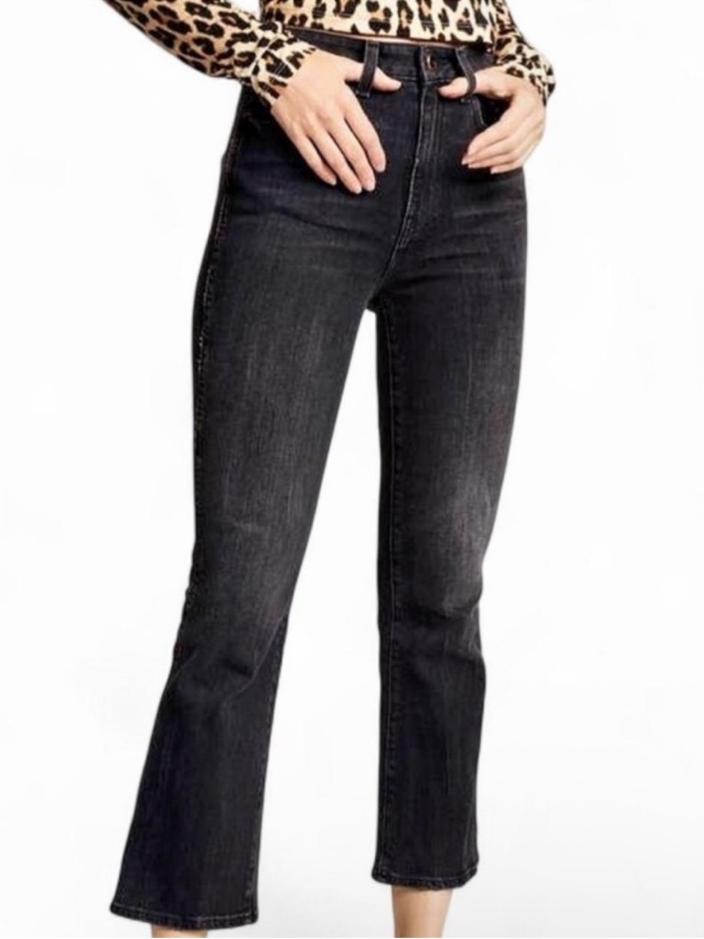 Khaite Benny Straight Leg Jeans Black Crop Ankle